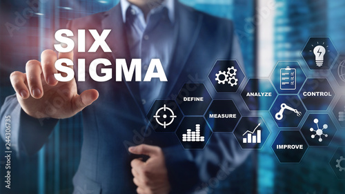 Canvas Print Six Sigma, manufacturing, quality control and industrial process improving concept