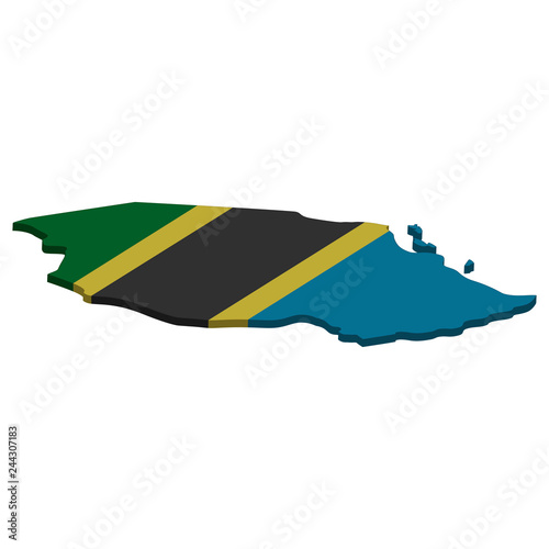 map of Tanzania - 3D flag