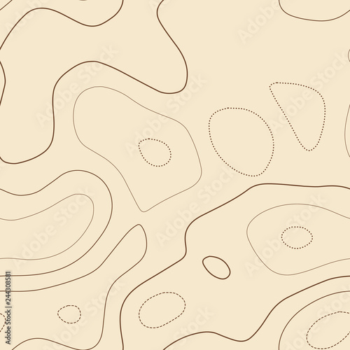 Contour lines. Admirable topographic map. Seamless design, alluring tileable isolines pattern. Vector illustration.