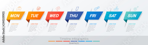 Weekly planner Monday - Sunday infographics design vector.