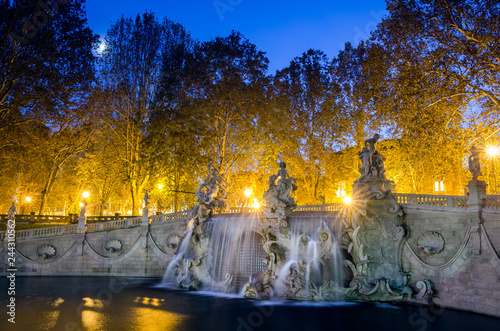 Turin Fontana dei dodici mesi at moonlight photo