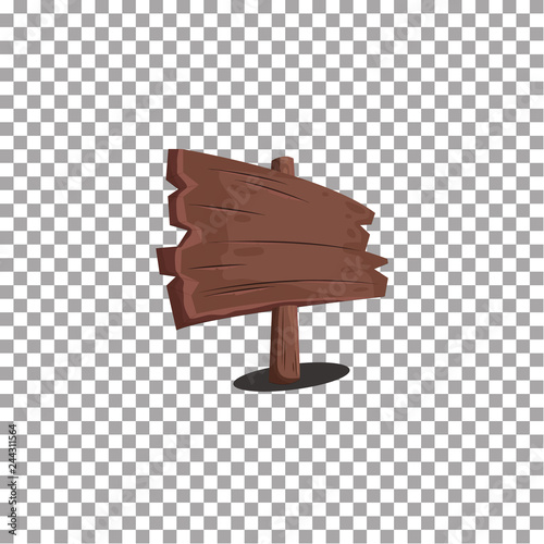 Wooden cartoon signboard template. Vector illustration.