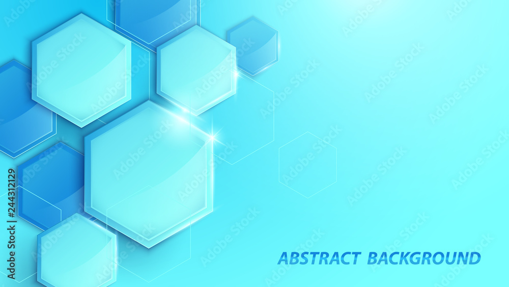 Fototapeta premium Abstract blue 3D geometric high-tech digital background