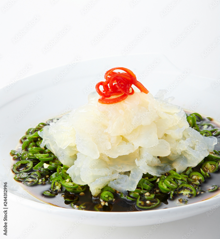 Delicious Chinese cuisine, chili mixed with sea bream