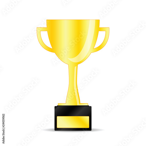 gold trophy cup with a black stand vector illustration