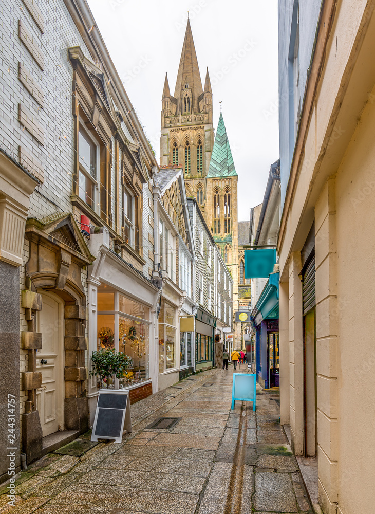 Shops in Cathedral Lane, Truro in Cornwall