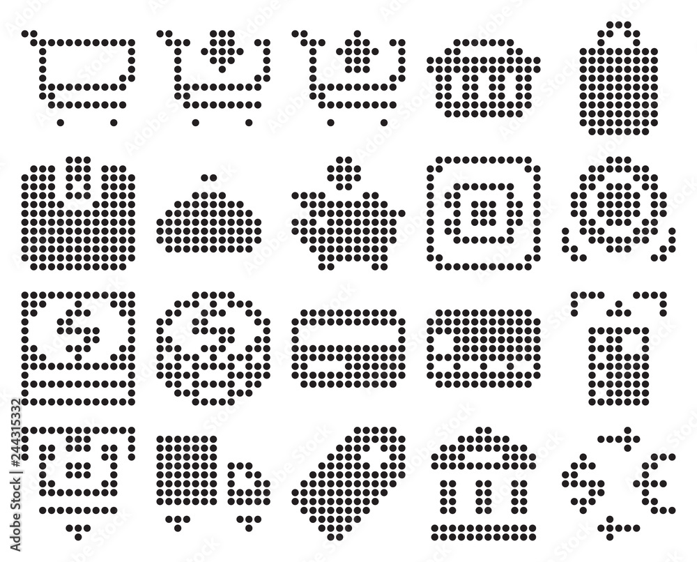 Collection of dotted icons: Finance and banking