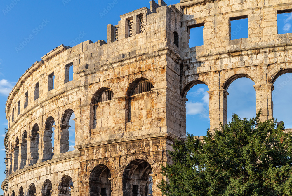 Fototapeta premium Pula. Arena. Stone. Croatia. Roman. Sky