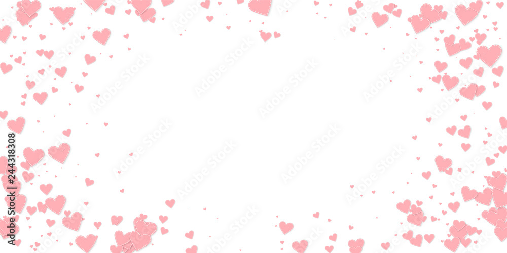 Pink heart love confettis. Valentine's day vignett Pink heart love confettis. Valentine's day vignett