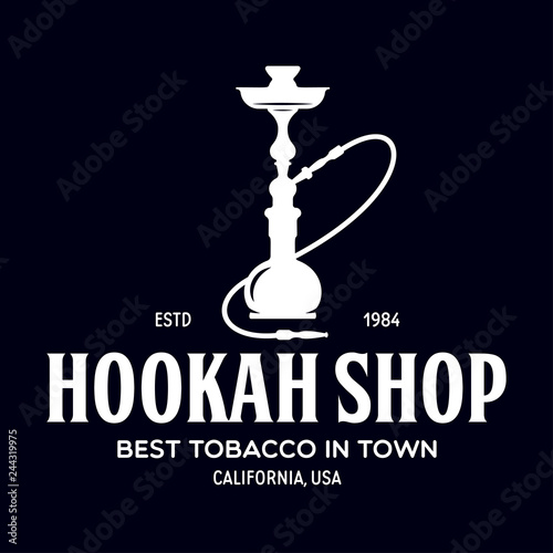 Hookah label, badge and design elements. Hookah club. Shisha bar. Hookah lounge logo. Hookah pipes.