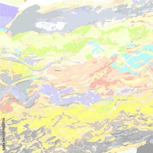 Bright yellow, cold green, pink and dirty gray colors transitions. Marbling effect.