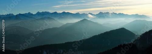 Beautiful sunset mountain panorama color