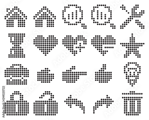 Collection of dotted icons: User interface. Set #2