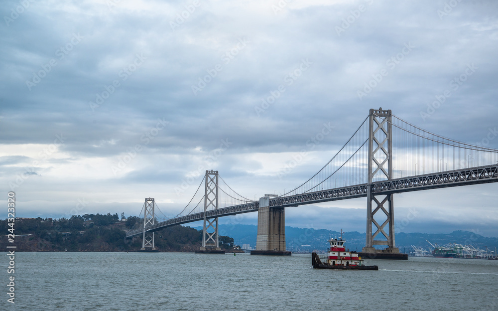 Classic panoramic view of famous Oakland Bay Bridge, California, USA Classic panoramic view of famous Oakland Bay Bridge, California, USA