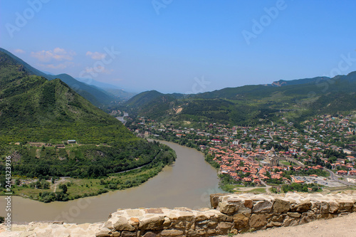 View from Djvari on the river Kura and Aragva photo