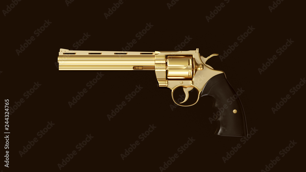 Gold an Black Double Action Revolver 3d Illustration 3d Rendering