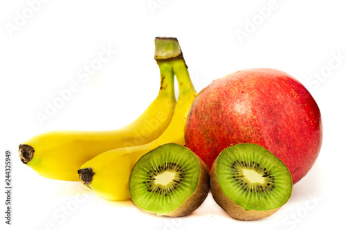 Tropical fresh fruits on white background