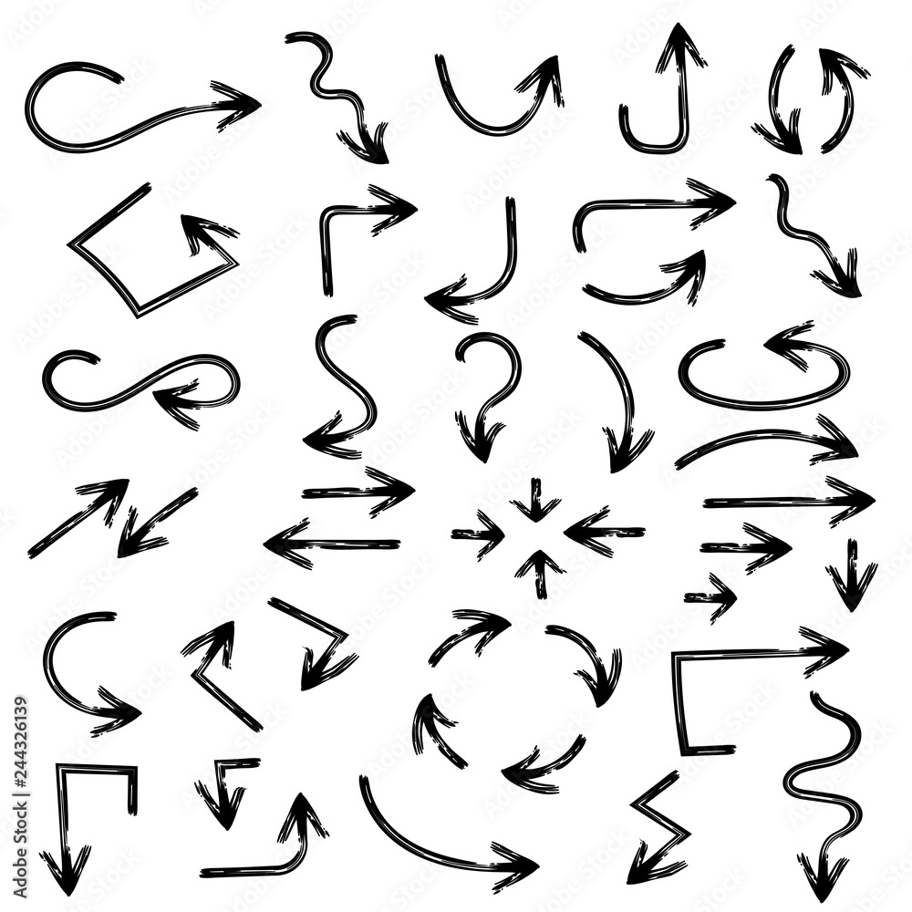 Black arrows. Hand drawn with marker pen Black arrows. Hand drawn with marker pen