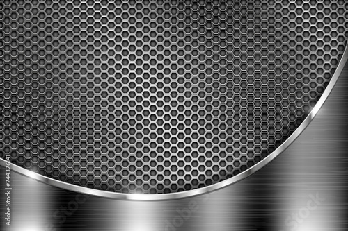 Metal perforated background with brushed iron wave