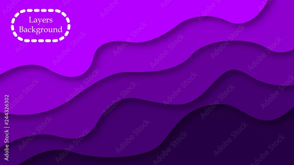 Fototapeta premium 3D violet paper cut abstract background. Vector design for business presentations, flyers, posters and invitations. Colorful carving art with shadows.