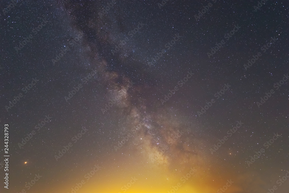 beautiful dramatic night sky with milky way and shining near a horizon beautiful dramatic night sky with milky way and shining near a horizon