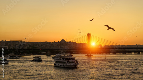 Photography Golden Horn at sunset, Istanbul, Turkey