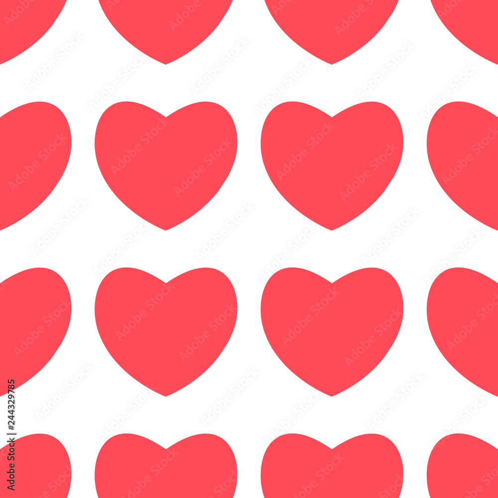 red heart pastel design icon flat on white background. Seamless heart pattern. red heart pastel design icon flat on white background. Seamless heart pattern.