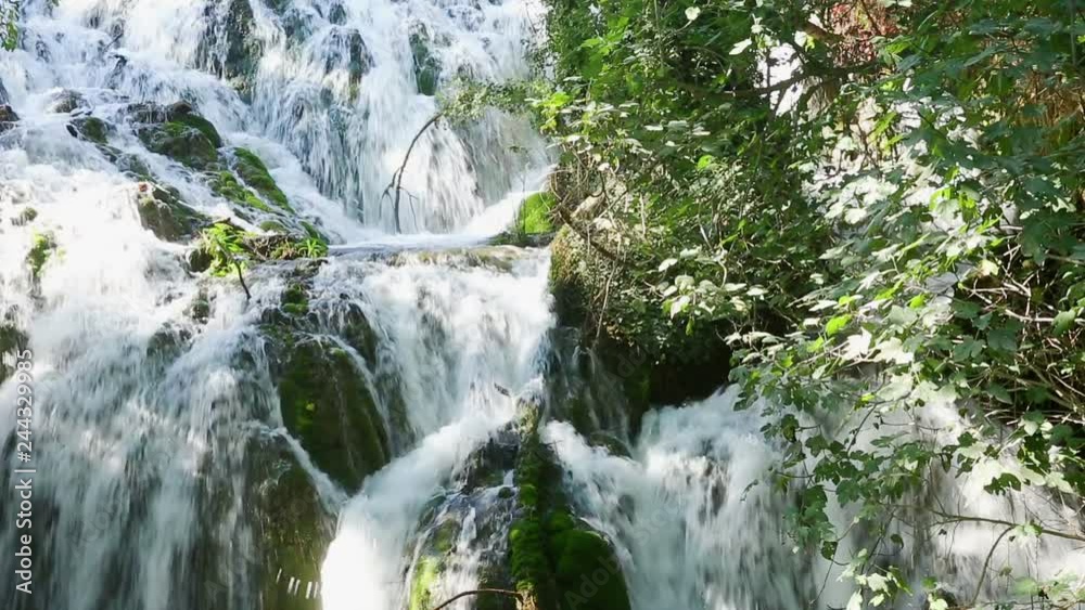 La Paradera waterfall next to Ibdes town, province of Zaragoza, Aragon, Spain