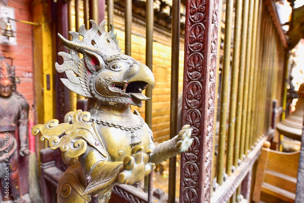 Golden Mythical Bird Statue at the Golden Temple in Patan, Nepal