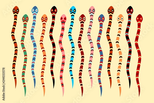 Colored snakes vector set for you perfectly design. Vector illustration.