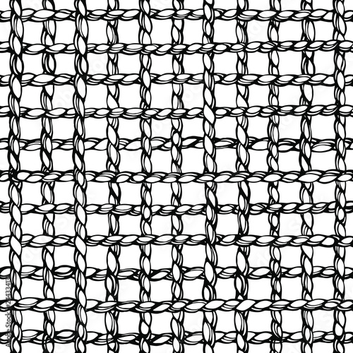 Hand drawn vector seamless pattern of straight ropes. Sketch style
