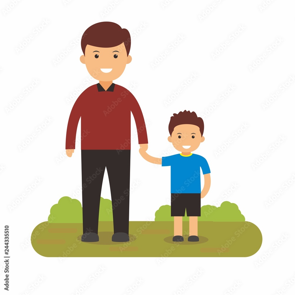 Father and son vector illustration