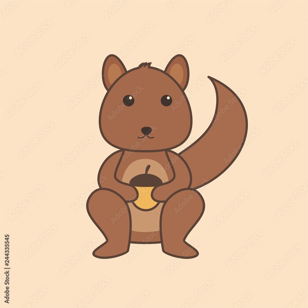 Cute squirrel vector on isolated background