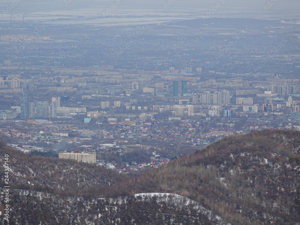 Obraz premium Вид с верху на город. Алма - Ата.