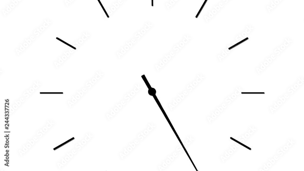 4K clock spinning, watch animation on white background