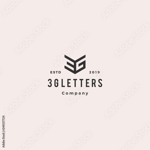 3G logo hipster retro vintage vector icon monogram illustration