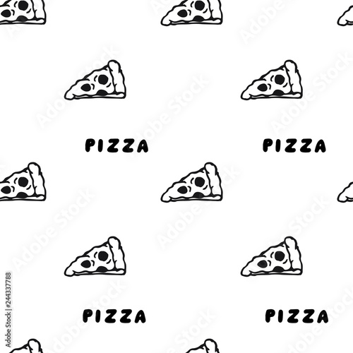 Pizza draw by hand seamless pattern. Pizza Vector background for textiles