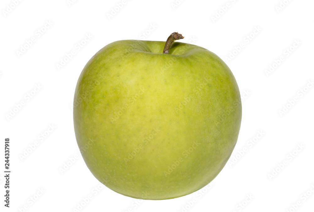 one big green apple on white background one big green apple on white background