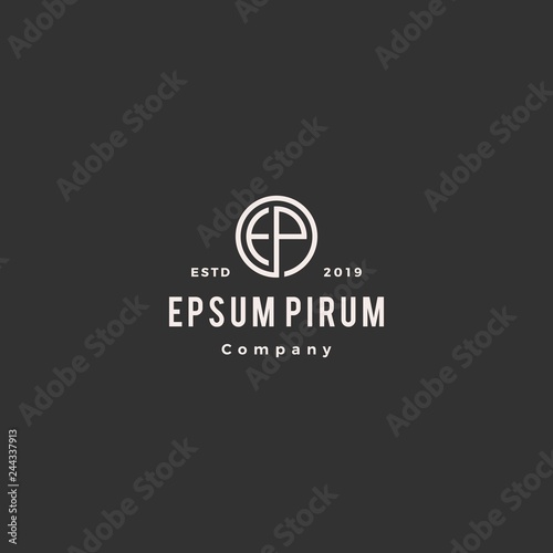 ep letter monogram logo hipster vintage retro vector icon