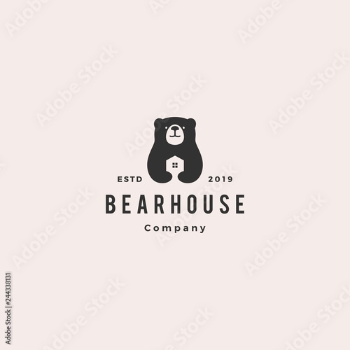 bear house home logo hipster retro vintage vector icon illustration