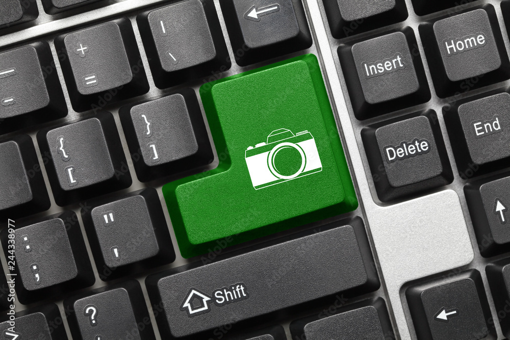 Conceptual keyboard - Green key with Photo symbol Conceptual keyboard - Green key with Photo symbol