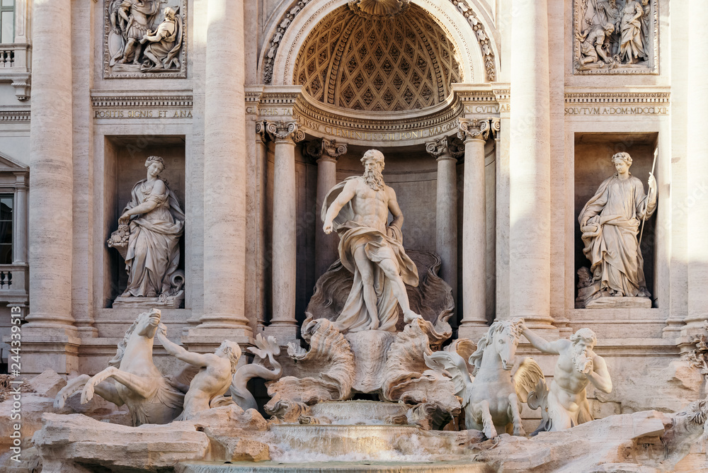 Fragment of the Trevi fountain, Rome. Italy