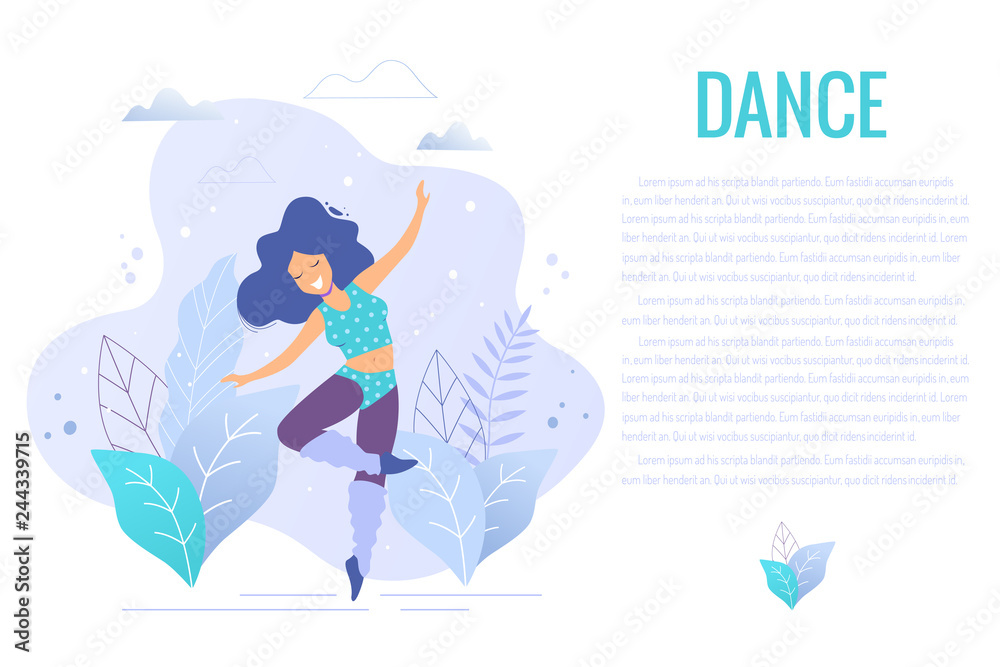 Dancing fit woman trendy vector illustration. Healthy lifestyle concept
