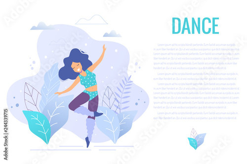 Dancing fit woman trendy vector illustration. Healthy lifestyle concept