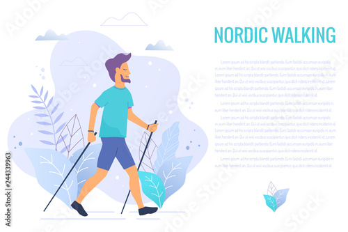 Nordic walking vector illustration