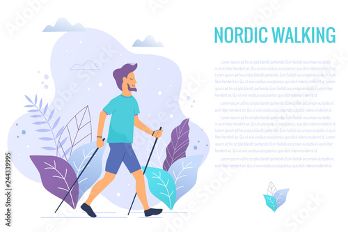 Nordic walking vector illustration