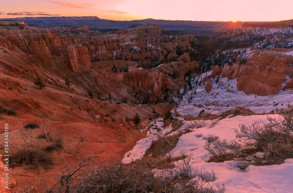 Scenic Winter Sunrise at Bryce Canyon Utah