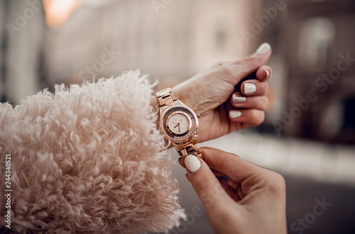Beautiful watch on woman hand