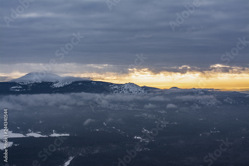 Mountain landscape at sunset in the national park of Russia