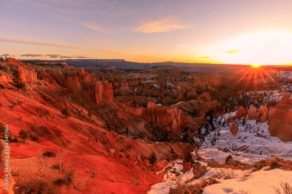 Scenic Winter Sunrise at Bryce Canyon Utah
